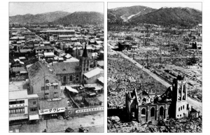 Hiroşima'nın insanlık tarihinin en büyük katliamı olan ABD'nin atom bombası saldırılarından önceki ve sonraki hali