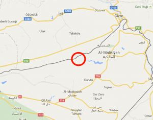 Türkiye birliklerinin Suriye topraklarına girdikleri söylenen yer kırmızı daire ile gösterilmiştir
