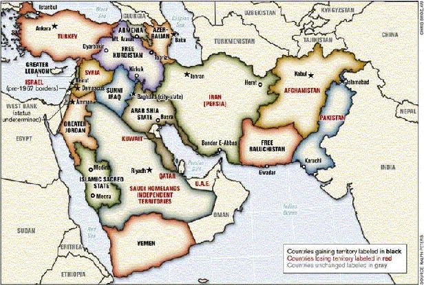 Büyük Ortadoğu Projesi Akdeniz'den Hindistan'a kadar tüm bölgenin yeniden biçimlendirilmesi olarak ortaya konuyordu.