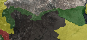 Azez Cerablus hattı YEŞİL: TSK destekli cihatçıların kontrolündeki bölge SİYAH: IŞİD kontrolündeki bölge SARI: Suriye Demokratik Güçleri (SDG) kontorlündeki bölge 