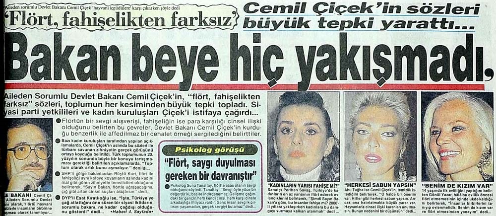 Hafıza-i Beşer | 12 Kasım 1990: Cemil Çiçek “Flört, fahişelikten farksız” dedi