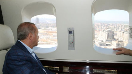 Erdoğan kurulacak hastane inşaatlarını havadan 'inceledi'