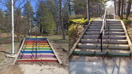 ODTÜ'de gökkuşağı renkli merdivenler griye boyandı