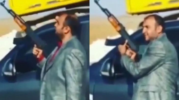 AKP'li başkanın yeğeni belediyenin zırhlı aracıyla Suriye sınırında kalaşnikof şovu yapmış