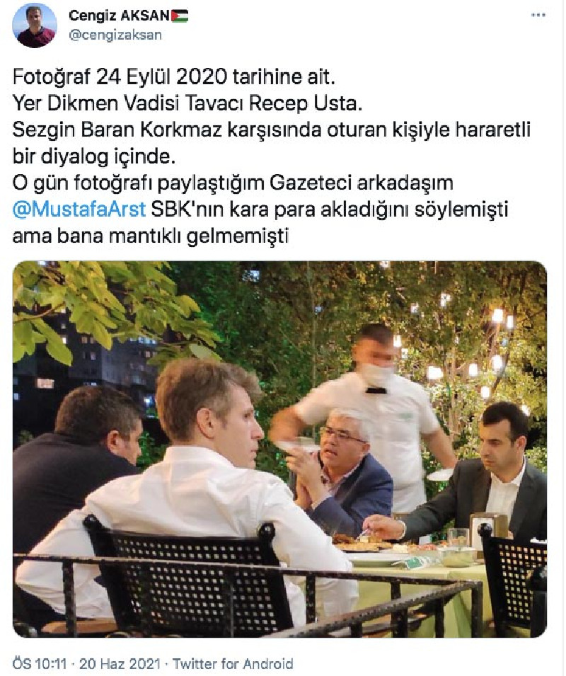 Yanlışlıkla paylaşıldı: Sezgin Baran Korkmaz ile yemek yiyen Yargıtay üyesi