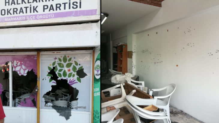 HDP Marmaris İlçe Örgütü binasına yapılan saldırı protesto edildi: Toplu katliam provaları yapılıyor