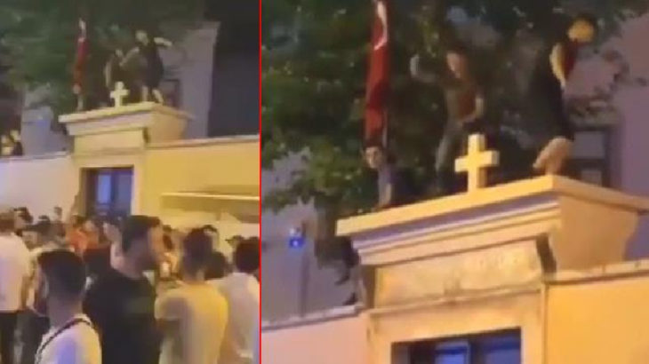 Kadıköy'de Ermeni Kilisesi'nin üstüne çıkıp dans eden 3 kişi gözaltına alındı