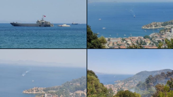 Yangından etkilenen Marmaris Turunç çıkartma gemileriyle tahliye ediliyor