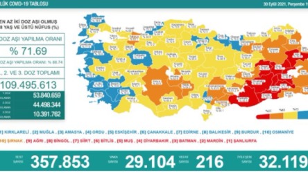 Türkiye'nin koronavirüs tablosu: 29 bin 104 yeni vaka 216 can kaybı