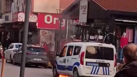 Karakolun önünde polis aracı yakıldı